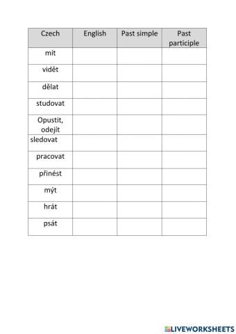Irregular verbs test 3
