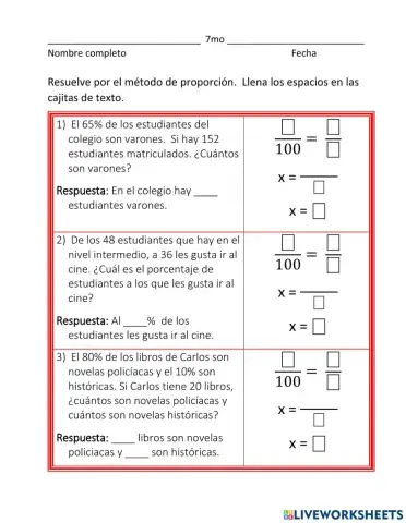 Problemas de porcentaje