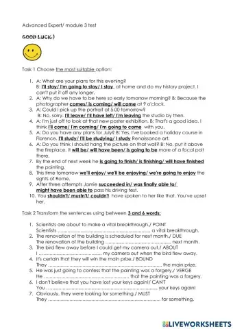 Advanced expert module 3 test