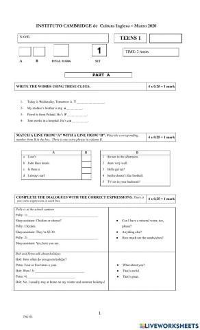 Teens 1 Marzo 2020 Mod 1