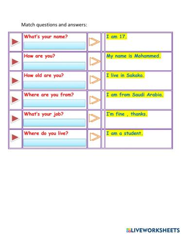 Match questions and answers