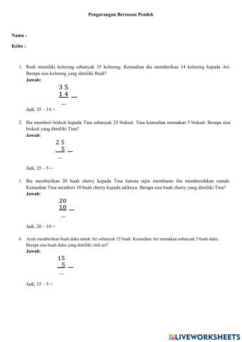 Pengurangan bersusun pendek