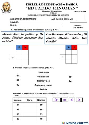 Evaluación 2do Parcial 2do Quimestre