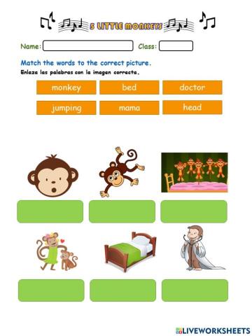 5 little monkeys vocabulary 2