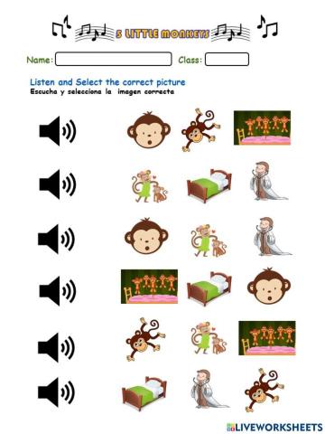 5 little monkeys vocabulary