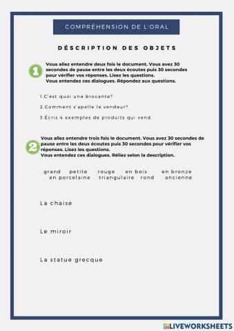 Description des objets