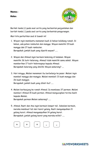 Tema 5, subtema 4, kelas 1, matematika