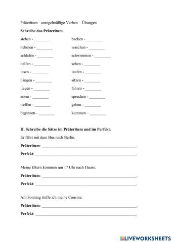 Präteritum starke Verben