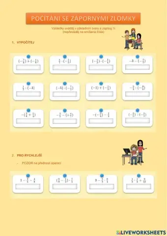 Počítání se zápornými zlomky