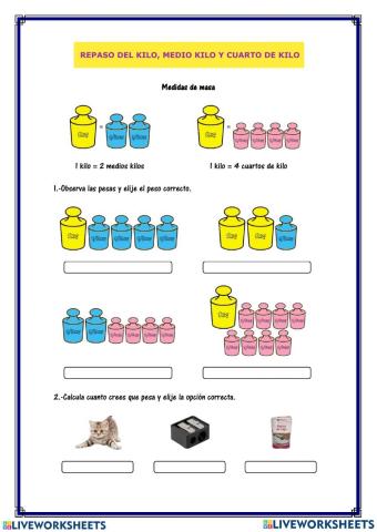 Repaso kilo, medio y cuarto de kilo