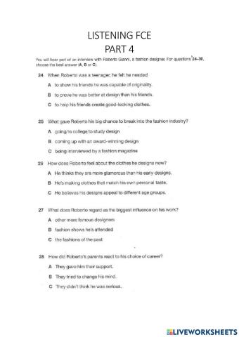 LISTENING FCE Part 4