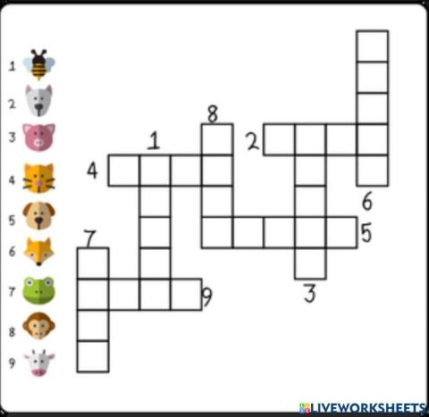 Crucigrama de animales