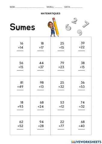 Sumes portant-e 2 dígits