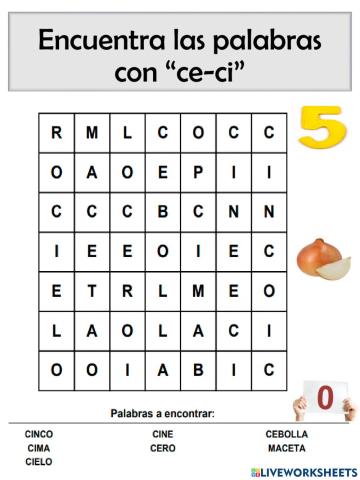 Busca palabras con ce-ci