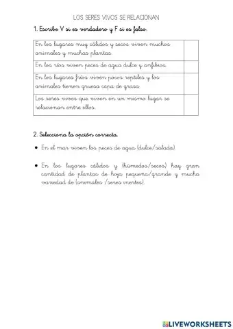 Los seres vivos se relacionan