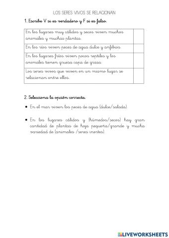 Los seres vivos se relacionan