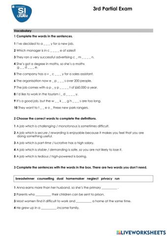 3rd Partial Exam (Intermediate)