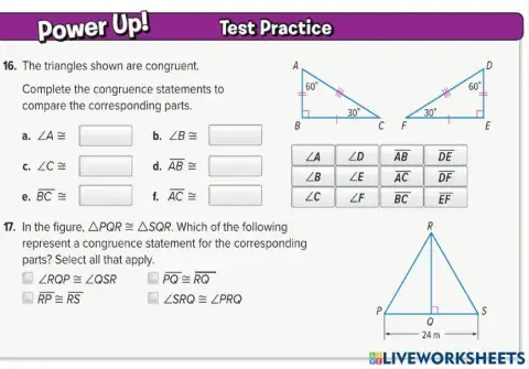 Write congruence statements for congruent figures.
