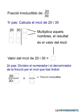 Fraccions irreductibles amb el mcd