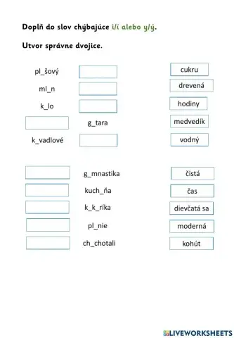 Doplň i-y utvor dvojice 5 minutovka