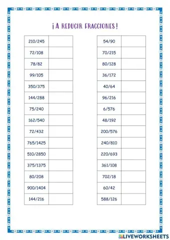 Simplificar fracciones