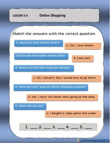 Shopping online (present perfect)