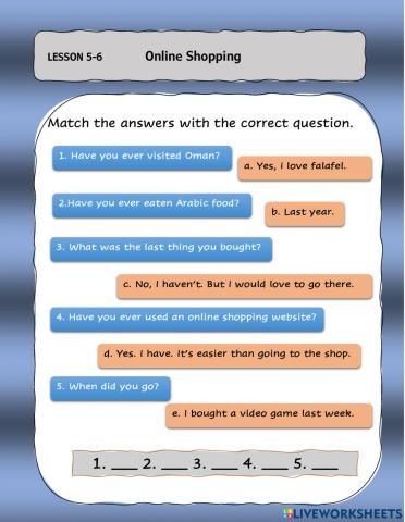 Shopping online (present perfect)