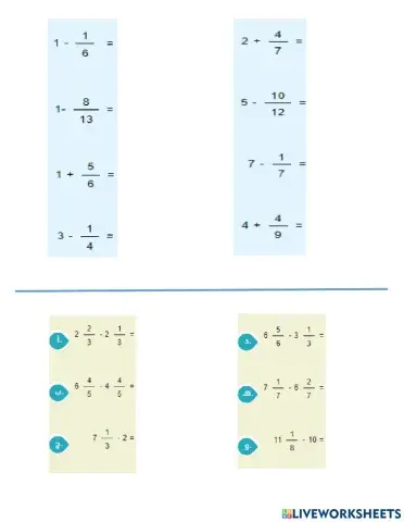 جمع وطرح كسور