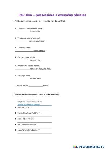 Possessives + everyday phrases