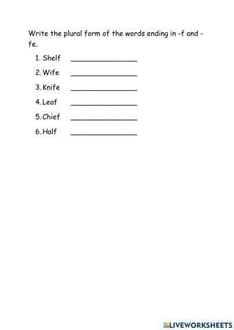 Plurals: f and fe
