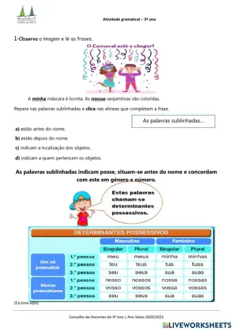 Determinantes possessivos