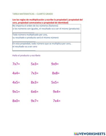 Reglas de multiplicación