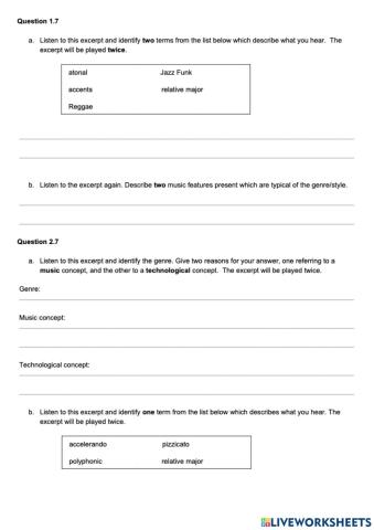 Higher Music Technology Question 7