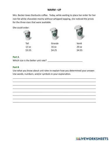Starbucks Unit Rate