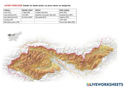 Alpski in predalpski svet - delo z zemljevidom