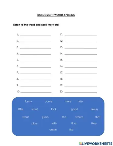 Sight Word Spelling