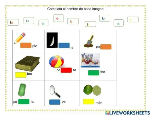 Pronuncia y completa con el fonema L