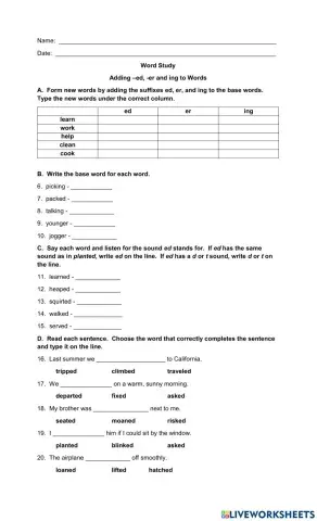 Adding ed, er & ing