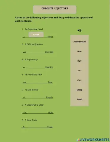 Oppositive adjectives