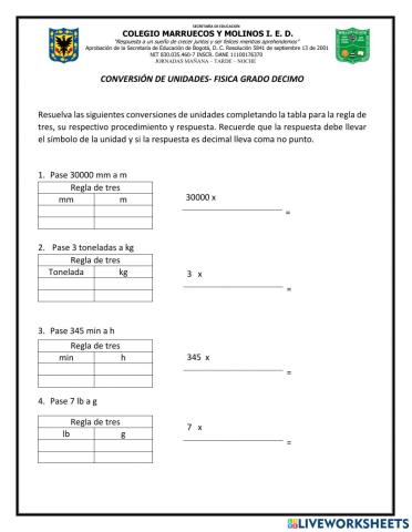 Conversión de unidades