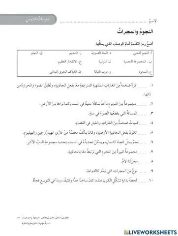 مفردات النجوم والمجرات علوم سادس