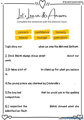 ABSTRACT AND CONCRETE NOUNS (TB page 19)