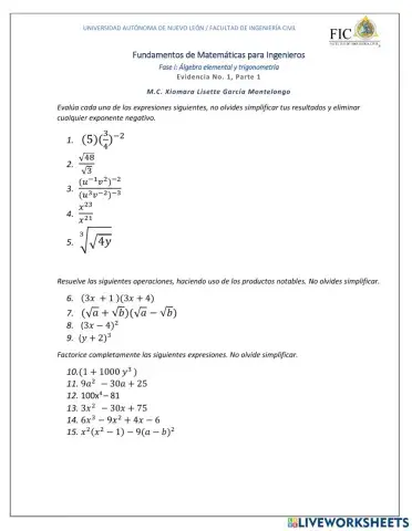 Productos Notables y Factorización