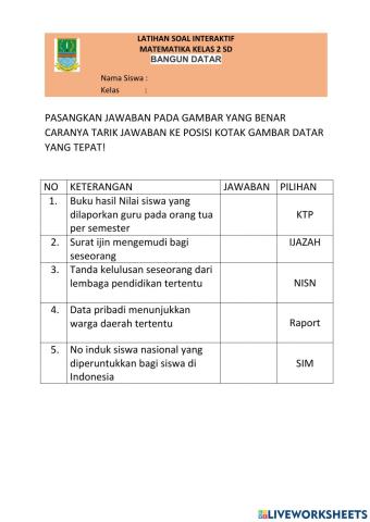 Memasangkan data diri