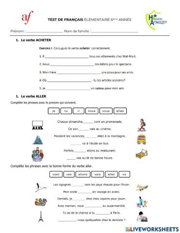 Test 2 - Élémentaire 6ème Année