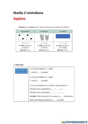 Skaitļa 2 reizināšana