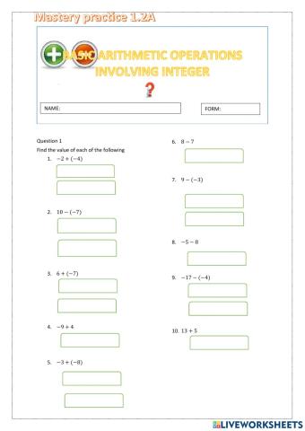 Addition and subtraction of integer