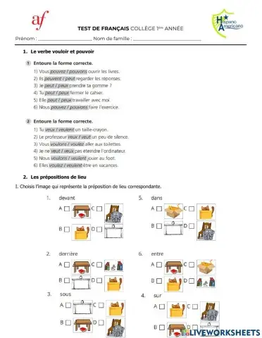 Test 2 - Collège 1ère Année