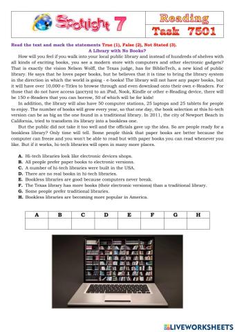 Spotlight 7 Task 7501