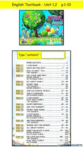 Unit 1,2 - standard one textbook